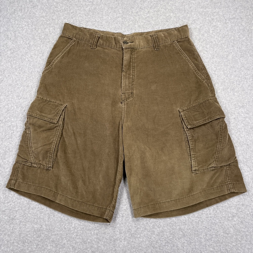 Vintage 90s OP Cargo Shorts Mens 34 (33x10) Brown Corduroy Ocean Pacific Baggy